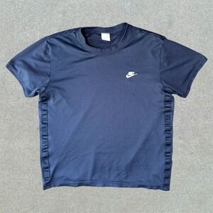 Nike Mesh T Shirt Mens Size Large Blue Swoosh‎ Logo Jersey Mesh Lined Activewear